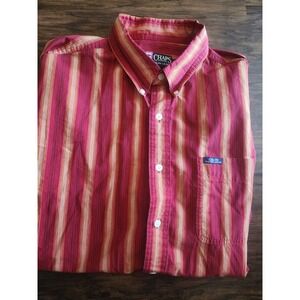 Chaps Ralph Lauren Men Red Striped Button Down Long Sleeve XL Shirt Extra Large